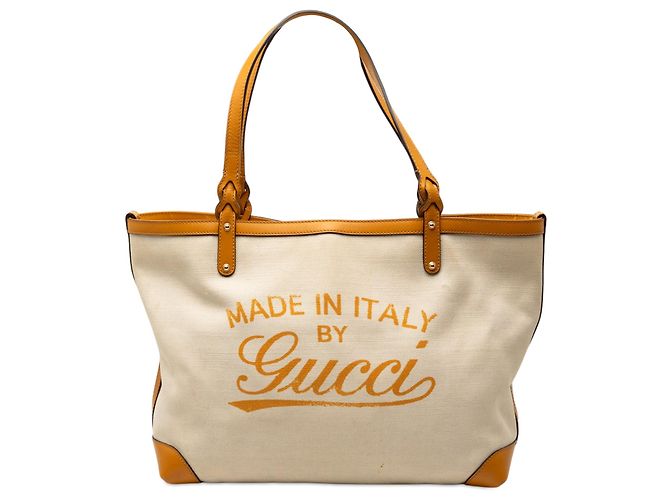 Gucci Mittelgroße braune Canvas-Tasche Beige