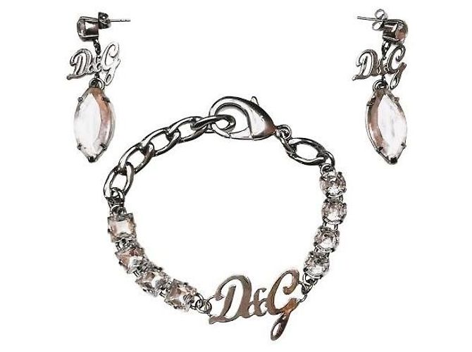 Raffinata parure DOLCE & GABBANA bracciale orecchini con cristalli Argento Bianco