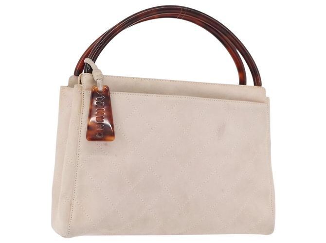CHANEL Bolsa de Mão Camurça Rosa Ouro CC Auth BAZ810A Dourado