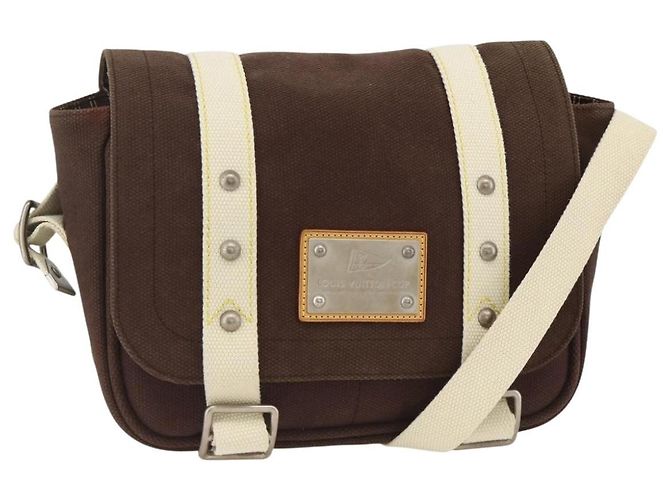LOUIS VUITTON Antigua Buzzus PM Bolsa de Ombro Marrom M40080 LV Auth ka3449A