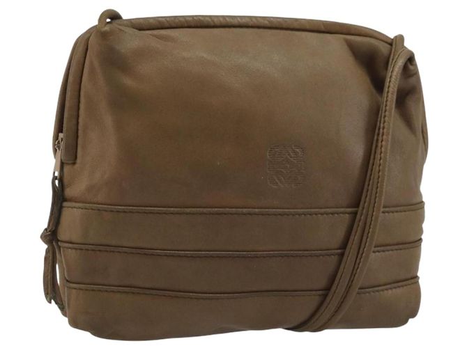 LOEWE Borsa a Spalla Anagram Pelle Marrone Auth 166780