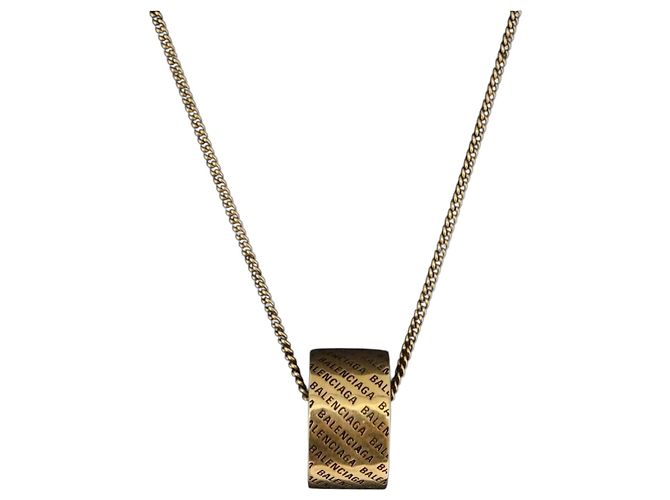 Collar BALENCIAGA de metal dorado Auth am11164V