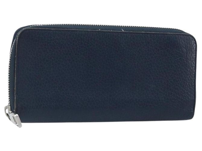 LOUIS VUITTON Wallet Vertical Taurillon Clemence Leather M58823 Auth bs34331 Navy blue