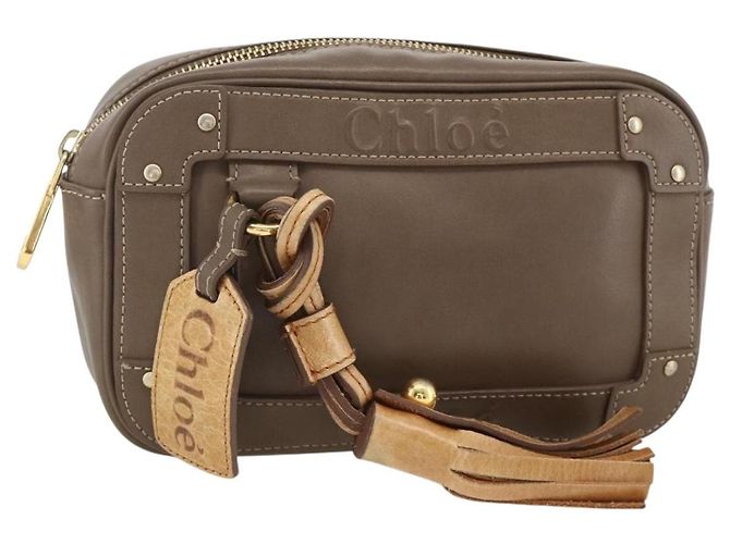 Chloé Sac à main Chloe en cuir marron doré Auth bs34233