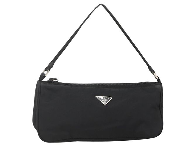 Pochette Accessorio Prada Nylon Nero Argento Auth bs34268
