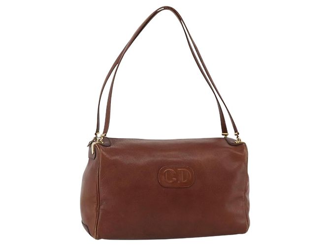 Borsa a Spalla Christian Dior in Pelle Marrone Oro Auth 174305A D'oro