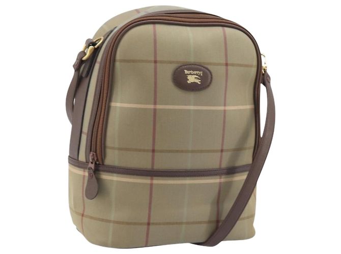 Borsa a Spalla Burberrys Nova Check in Tela Marrone Oro Auth BA11547 D'oro