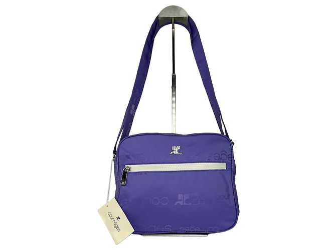 Sac en polyester monogramme multiway Courreges vintage violet neuf avec étiquette