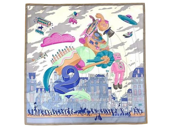 Hermès Paris: Lenço / Quadrado intitulado 'Hermès Parade' 90x90 cm Multicor