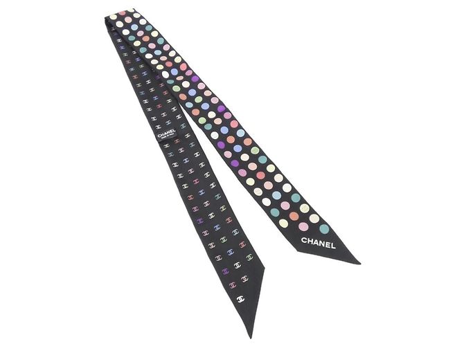 Timeless Sciarpa in seta multicolore nera Chanel Nero