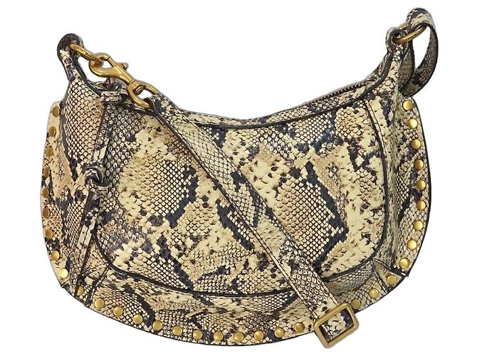 Isabel Marant Bolsa de ombro em couro estampado de cobra Marrom Preto Impressão em python