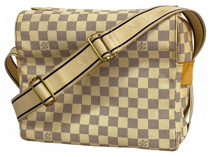 Bolsa de Ombro Naviglio Damier Azur Louis Vuitton Branco