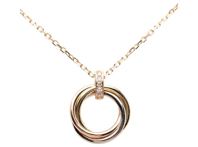 Collar Péndulo Trinity 5 Diamantes de Cartier Plata Dorado