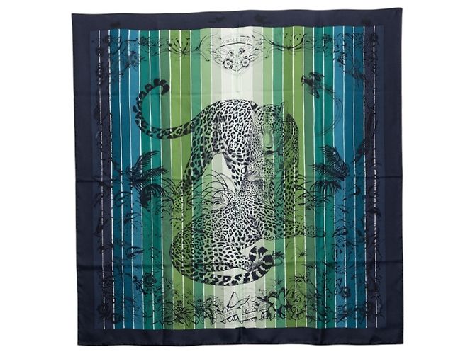 Bufanda Hermès Carré 90 Jungle Love Multicolor Verde Azul marino