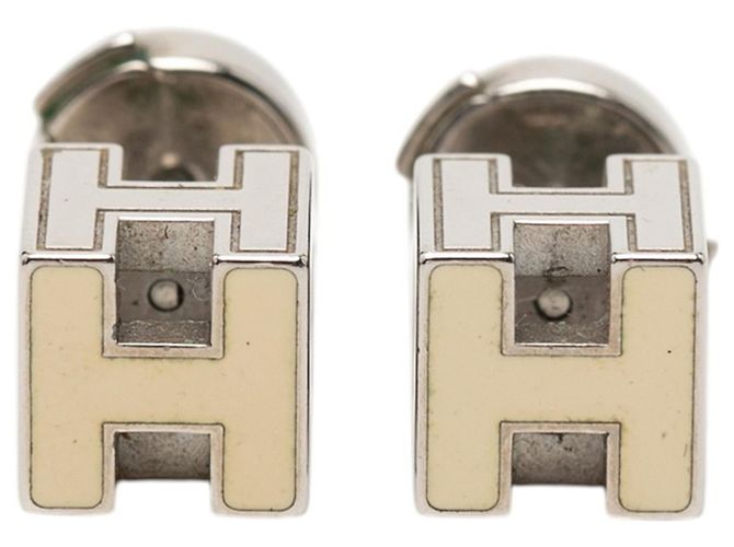 Orecchini H-Cube Cage d'H di Hermès Argento Beige 