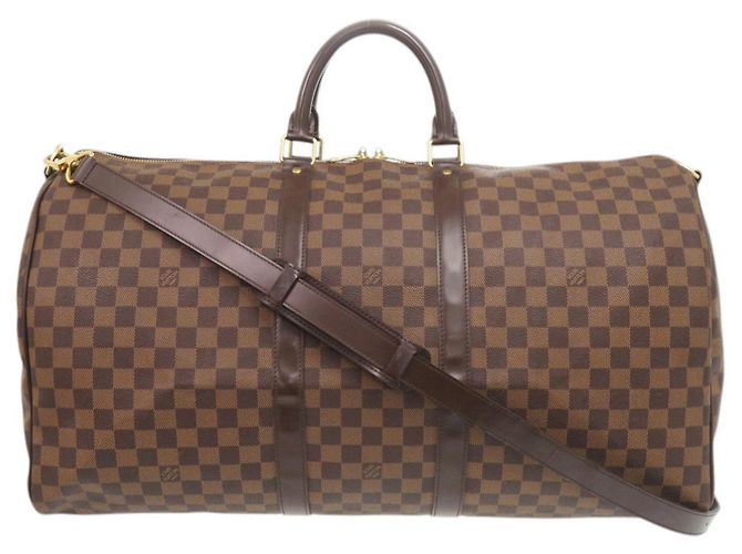 Borsa a Tracolla Keepall 55 Damier Louis Vuitton Marrone