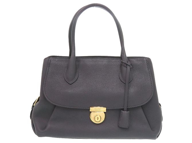 Graue Leder-Tote von Salvatore Ferragamo Braun