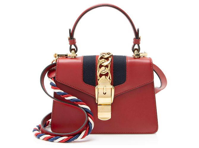 Gucci Leather Sylvie Mini Top Handle Red