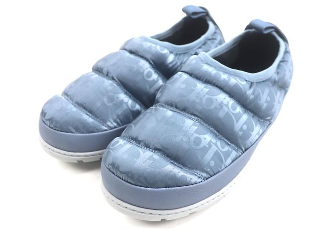 Dior Oblique Nylon Slipper Grau Hellblau
