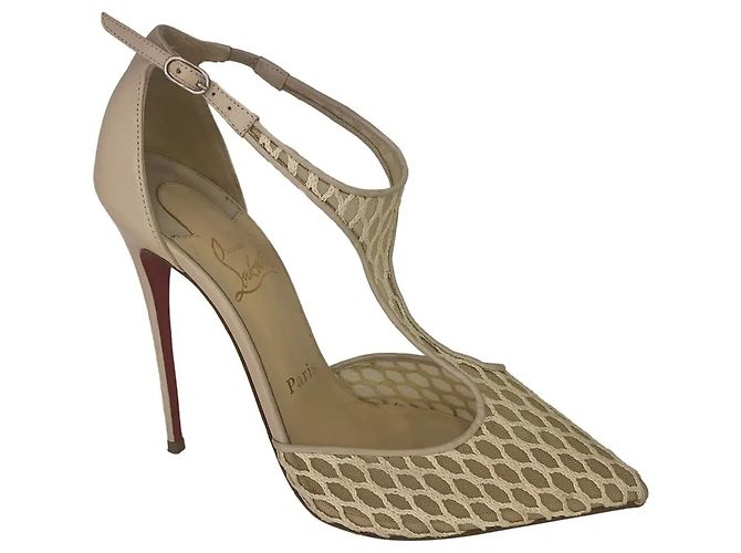 Christian Louboutin Salonu Mesh Leder Pumps Eggshell Aus weiß