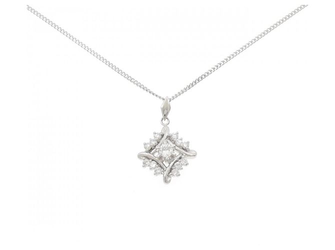Autre Marque Pt850 Diamant-Halskette Silber
