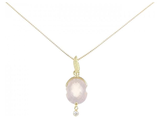 Autre Marque Collar de Cuarzo Rosa Au750 Dorado