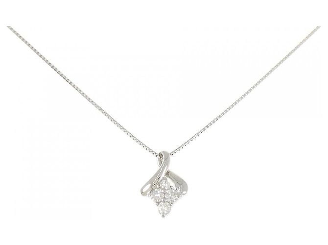 Autre Marque Platin-Diamant-Halskette Silber