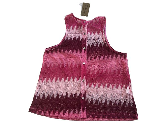 Autre Marque Rosa und burgunder Spitzenoberteil Pink Mehrfarben Bordeaux