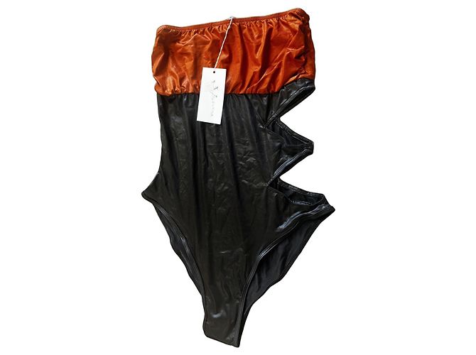 Autre Marque Bandeau-Einteiler Schwarz Orange
