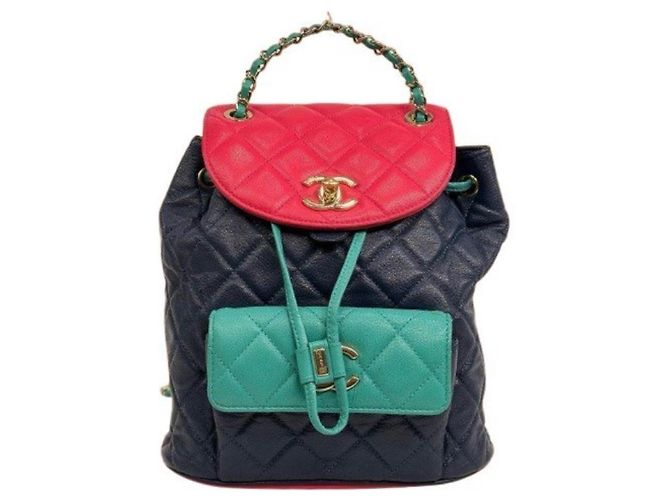 Chanel Duma Multicolored Caviar Leather Backpack Black Green