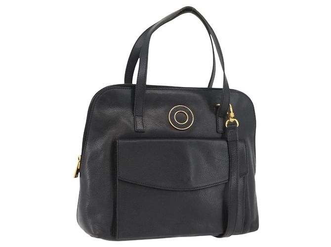 Céline Borsa a mano CELINE Circle in pelle 2 in 1 nera e oro Auth YKZ085 Nero D'oro