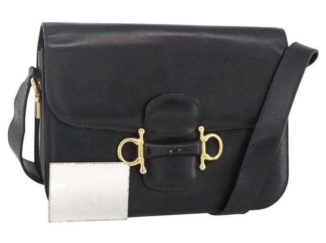 Céline Borsa a Spalla CELINE in Pelle Nera Oro Auth BAZ288 Nero D'oro
