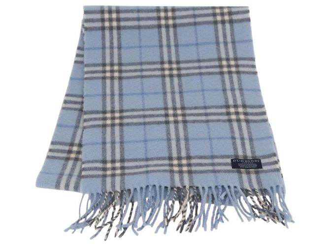 Burberry Nova Check Schal aus Wolle Hellblau Auth YKZ391