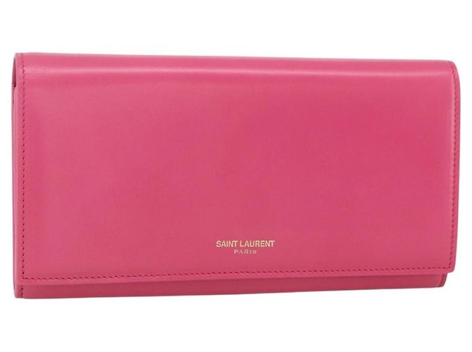 Cartera de cuero rosa SAINT LAURENT Auth BA11840A