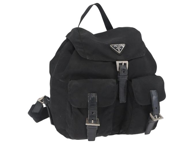 PRADA Rucksack aus schwarzem Nylon mit Silber authentisch 173583