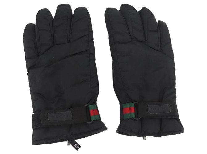 Guanti da sci GUCCI Web Sherry Line in nylon nero Auth 174408A