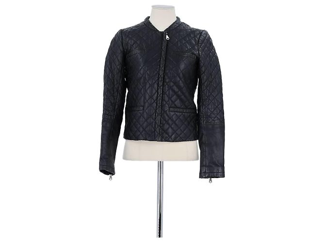 Maje Schwarze Lederjacke