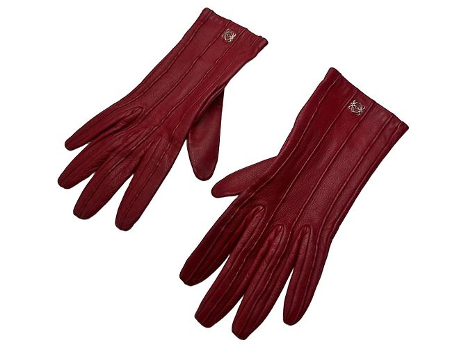 Rote Vintage Loewe Lederhandschuhe