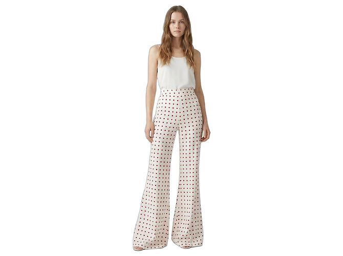 Autre Marque Pantalón Paloma Blanco con Lunares Roja