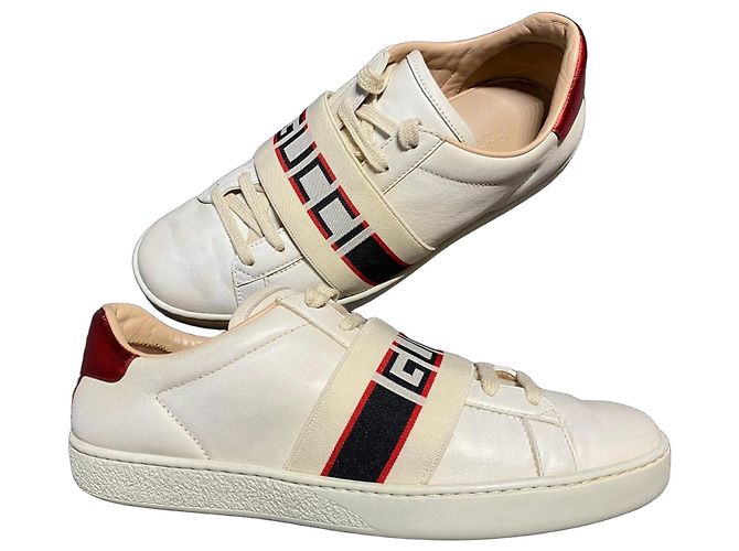 Gucci Ace Sneakers mit Web-Detail Weiß Rot