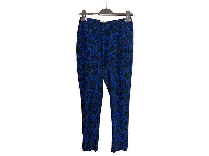 Autre Marque Pantalones de seda con estampado paisley Stella McCartney Azul Verde
