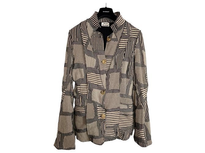 Autre Marque Blazer Patchwork Acne Studios Nero Beige Metallico 