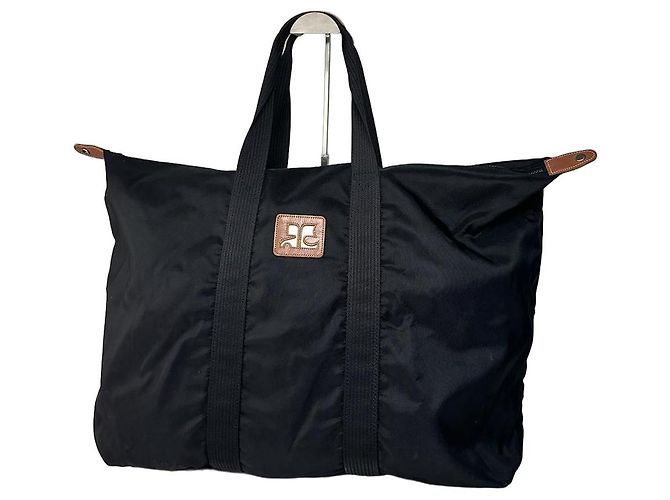 Sac de voyage en polyester vintage Courreges noir