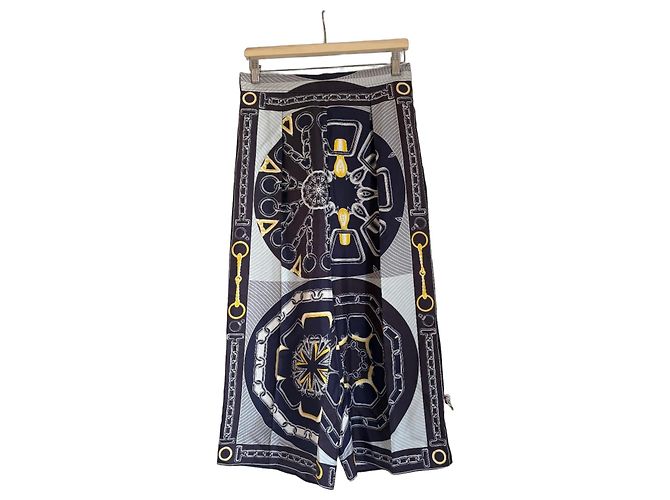 Pantalones Hermès Efecto Caleidoscopio Seda Morado Oscuro