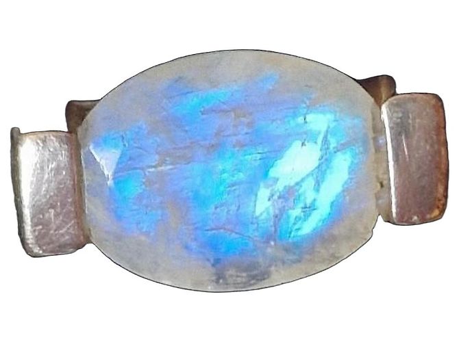 Anel Clio Blue Émilienne de prata e pedra da lua