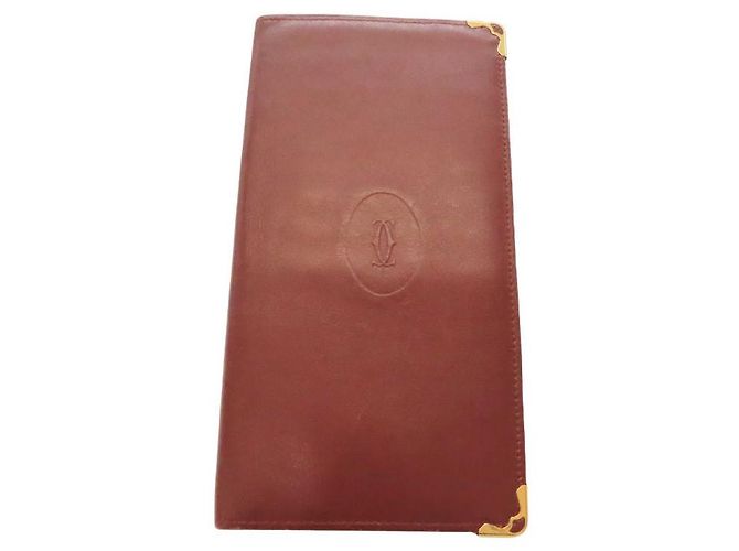 Cartera Larga de Cuero Cartier Castaño Burdeos
