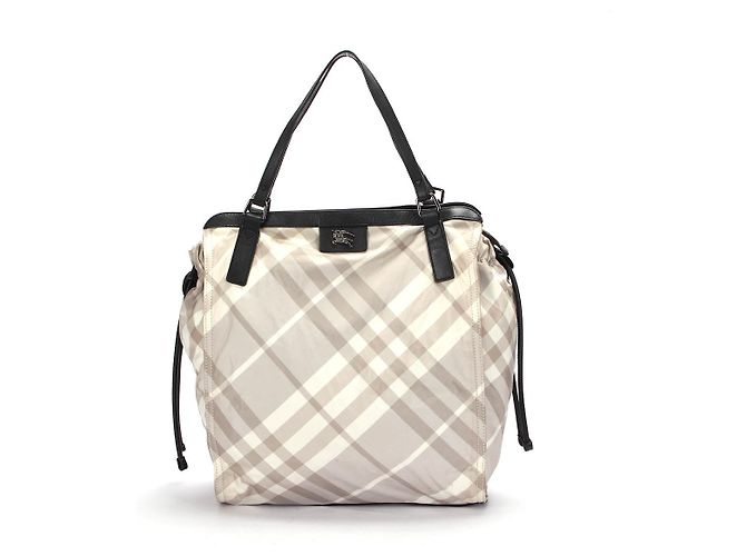 Burberry Mega Check Buckleigh Canvas Tote Bag Grau