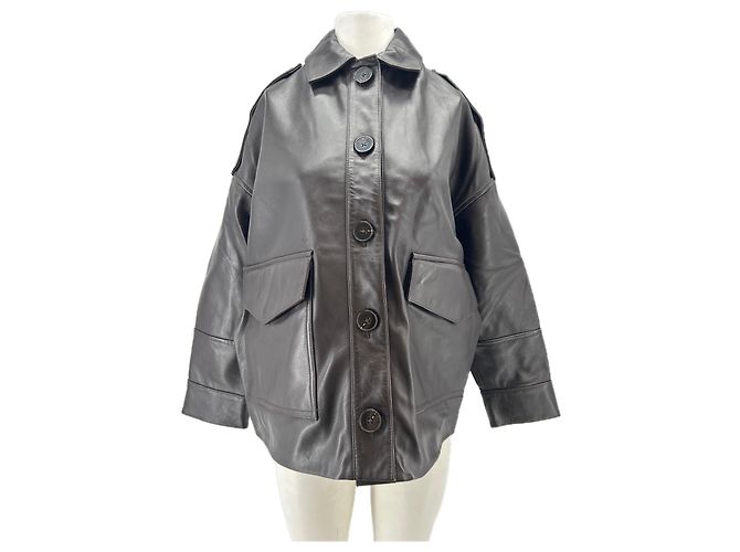 Sessun Braune Leder-Bomberjacke