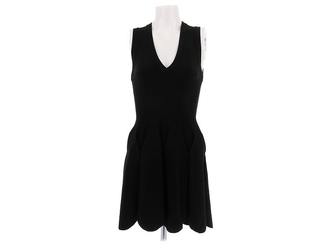 Alaïa Schwarzes kurzes Kleid mit V Ausschnitt