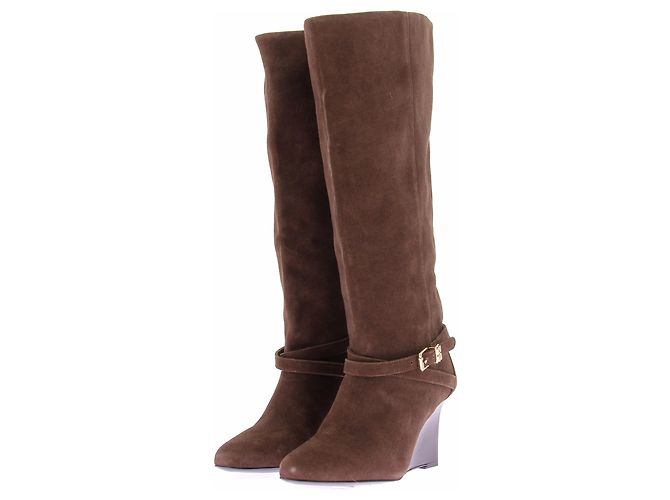Ganni Bottes "Chicory Coffee" marron en cuir